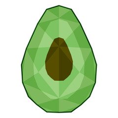 Isolated low poly avocado cut. Vector illustration design