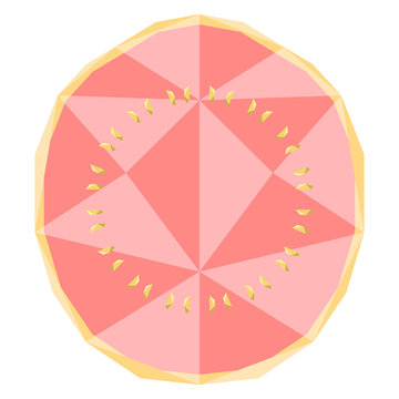 Isolated Low Poly Guava Cut. Vector Illustration Design