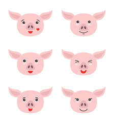 Set of funny cartoon pigs.