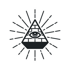 Eye in a pyramid, Illuminati symbols, masonic sign, all seeing eye