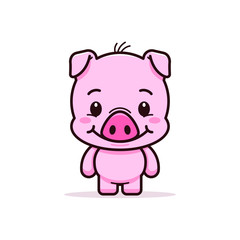 Cute pig cartoon. Piglet character illustration