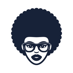 Funky woman in glasses with Afro hair