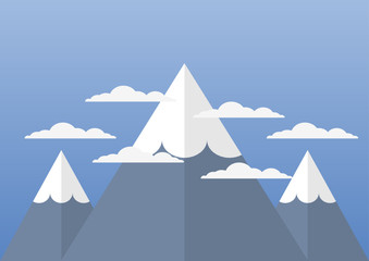 vector illustration of mountains and cloud on blue sky background. Nature background Concept.