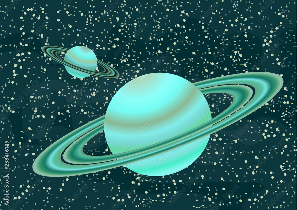 Canvas Prints saturn-like planets with an asteroid belt. starry colorful space background for your design. fantasy