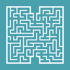 Abstract square maze. Game for kids. Puzzle for children. Find the right path. Labyrinth conundrum. Flat vector illustration isolated on color background.