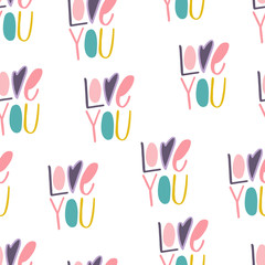Seamless pattern with hand lettered sign love.
