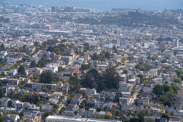 San Francisco private houses, view from Twin Peaks
