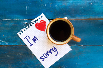 I'm sorry text concept write on paper