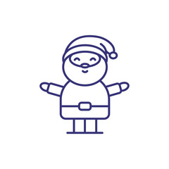 Happy Santa Claus line icon. New Year, cartoon character, Christmas eve. Christmas concept. Vector illustration can be used for topics like holiday, celebration, fairy tale