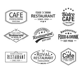 Fototapeta premium Set of isolated cafe and restaurant logos