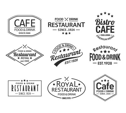 Set of isolated cafe and restaurant logos