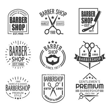 Barbershop logo or sign with scissors and beard