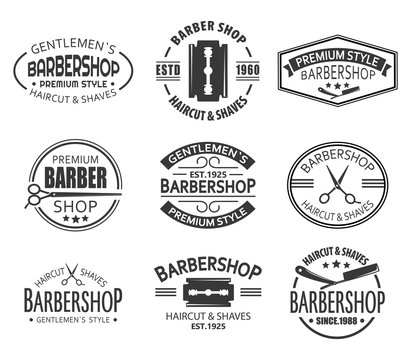 Set of isolated logo or signs for barber shop
