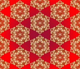 Traditional indian style, ornamental floral elements. Vector illustration of golden mehndi seamless pattern.