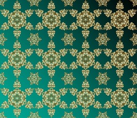 Traditional indian style, ornamental floral elements. Vector illustration of golden mehndi seamless pattern.