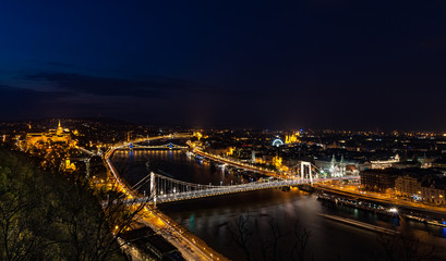 Budapest night city from hill