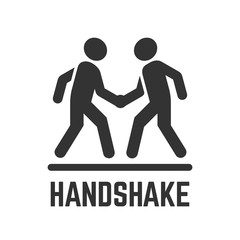 Vector handshake or agreement silhouette flat isolated icon of two person for business deal, partnership and friendship illustration.