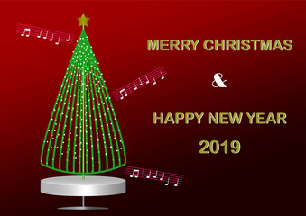  greeting card for Christmas and New Year 2019