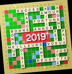 2019 greeting card using crossword puzzles (french)