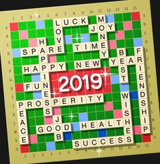 2019 greeting card using crossword puzzles (english)