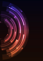 purple orange abstract circle background, digital overlap layer line, simple technology design template, vector illustration