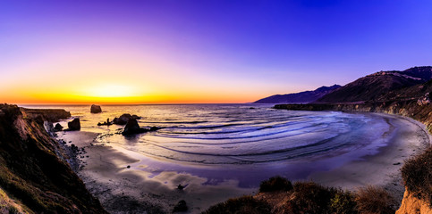 Panorama Sunset at Big Sur, CA