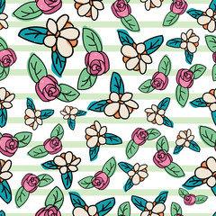 Vector ditsy floral repeat pattern design in green. Perfect for fabric, wallpaper, stationery and scrapbooking projects and other crafts and digital work