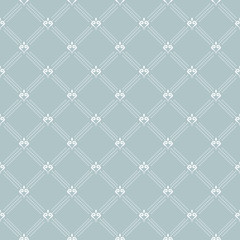 Seamless vector pattern. Modern geometric ornament with white royal lilies. Classic vintage background