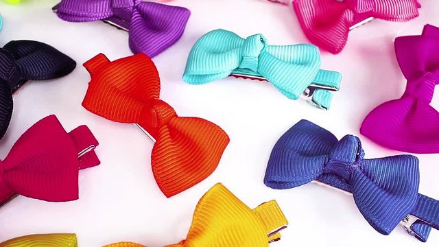 Bow hair clips colorful rainbow bows