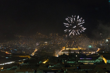 Fototapeta premium Fireworks in Cusco