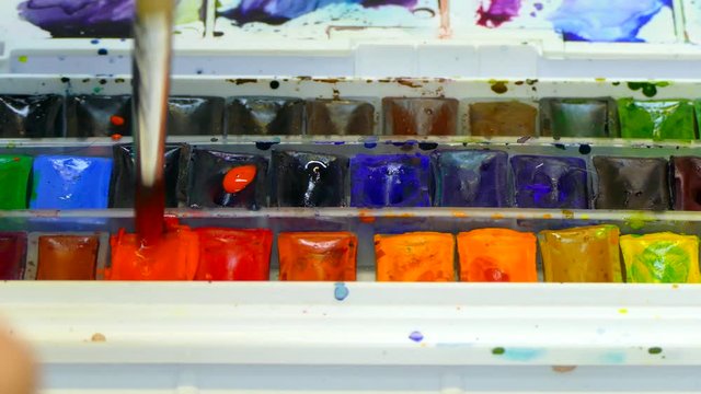 painting with brushes and watercolor