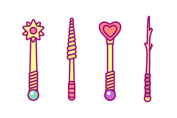 vector magic wand objects set
