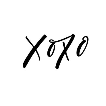 Hand drawn lettering Xoxo. Hand drawn brush style modern calligraphy. Vector illustration of handwritten lettering.
