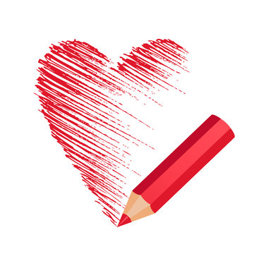 pencil draws the heart