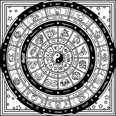 Naklejka premium vector astrological fortune wheel