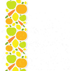 Healthy food veggie banner design, poster with decorated fruits and vegetables
