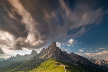 Clouds over the mountains, Passo Giau, Dolomites, Italy, Europe