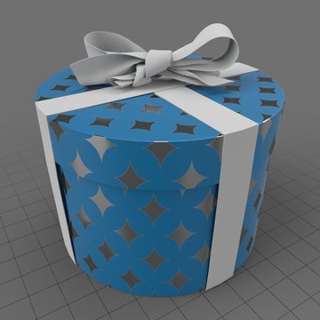 Round Christmas present with bow