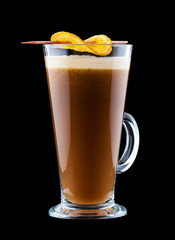 Coffee hot beverage on a dark background.