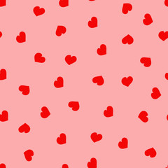Fototapeta na wymiar Seamless pattern for Valentine's Day. Cute hand drawn hearts on pink background