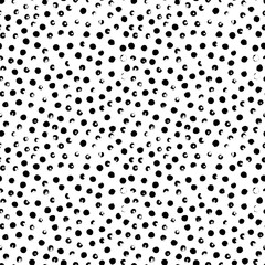 Monochrome seamless polka dot pattern. Hand drawn vector ornament for wrapping paper.	  - obrazy, fototapety, plakaty