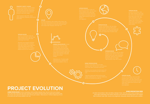 Timeline Infographic Layout with Spiral Element