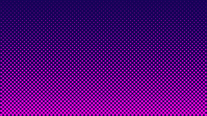 Halftone pattern. Horizontal vector illustration. Pink dots, blue halftone texture. Color halftone gradient. Pop Art blue pink comics Background. Bright neon Dots Background.