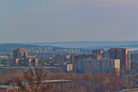 View of the winter Sloviansk (Ukraine) from the hill of Artyom microdistrict
