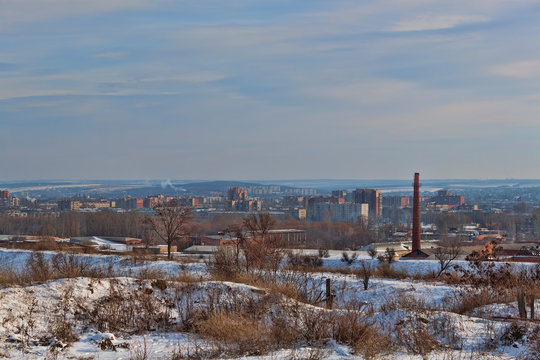 View of the winter Sloviansk (Ukraine) from the hill of Artyom microdistrict