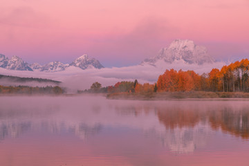 Scenic Autumn Tetons Reflection at Sunrise