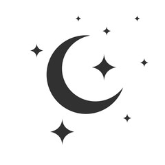 Moon and stars vector icon, Modern flat symbol isolated on white background