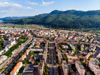 Mountain city panorama in summer