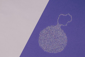 Sparkling beads decoration on white and blue background.