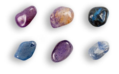 Colorful boho style gems isolated on white background